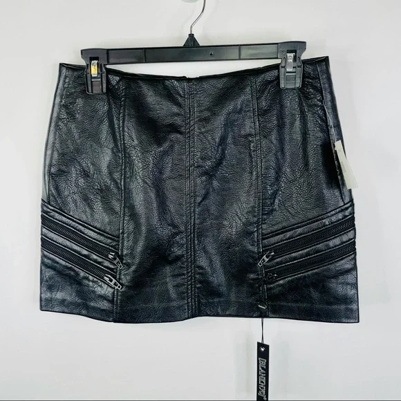 BLANK NYC Black A-Line Faux Leather Mini Skirt NWT